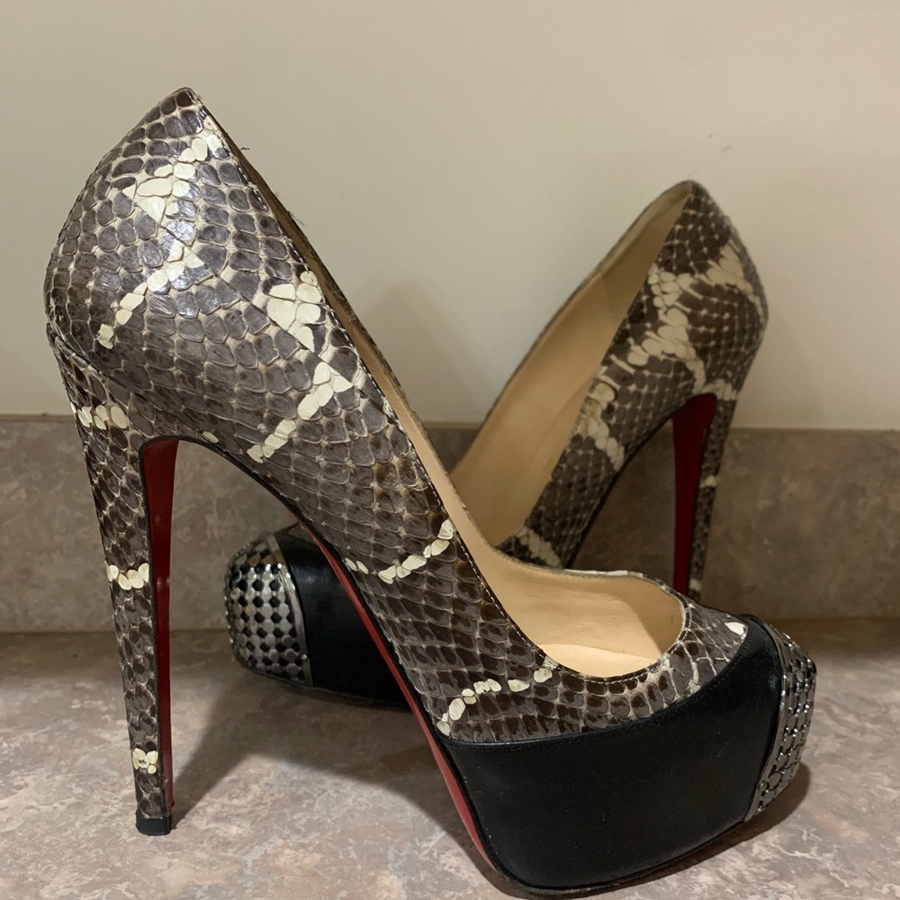 Christian Louboutin Black Snakeskin Heels